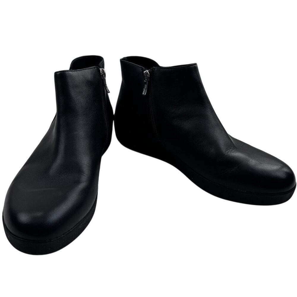 FitFlop Sumi Black Leather Classic Chic Comfort Ankle Booties Women's Size 11